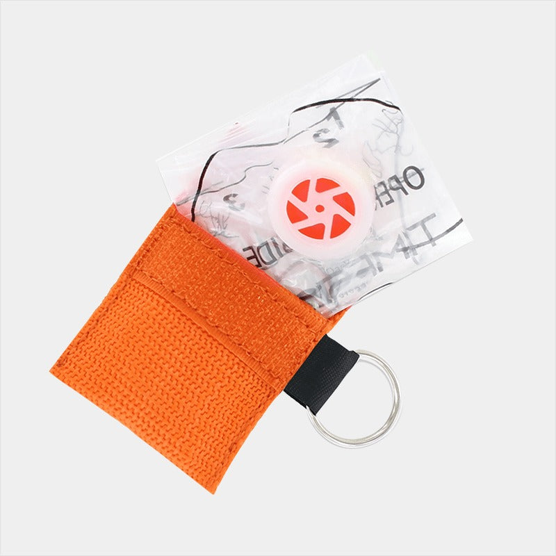 Faceshield With Valve In Keyring Pouch (Orange)