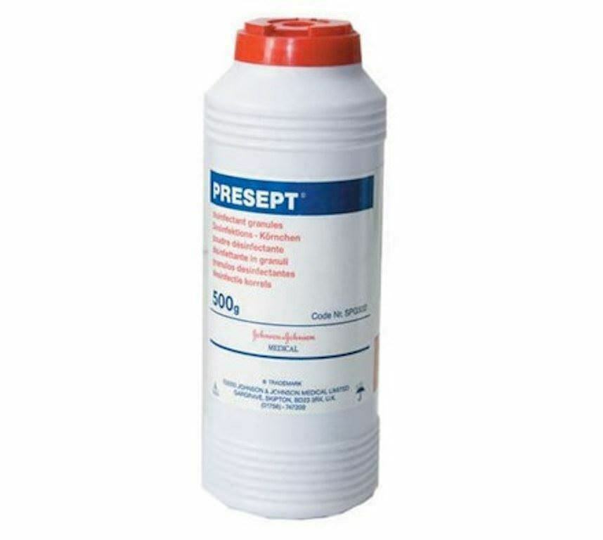 Presept Disinfectant sterilisation granules, dissolve in water, 500 g 1 bottle, for sterilisation of bacteria's and viruses