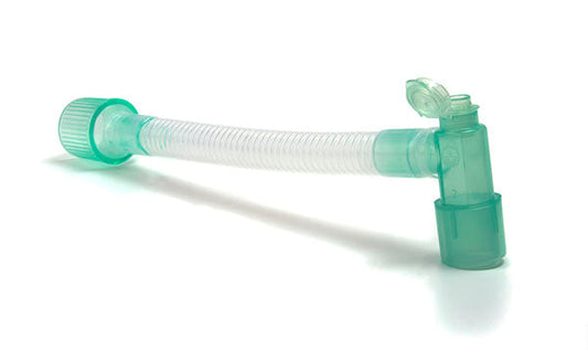 Flexible straight catheter mount with fixed elbow with flip top cap for 7.6mm port, 22f - 22m/15f, 3508000, nhs code FDE015 box of 50