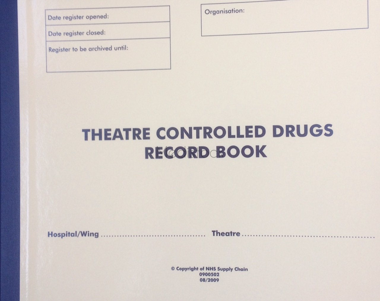 Operating Theatre Controlled Drugs Book (register), hard cover 150 pages, complies with new requirements of 3 s