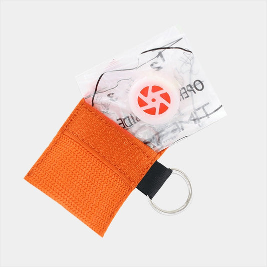 Faceshield With Valve In Keyring Pouch (Orange)