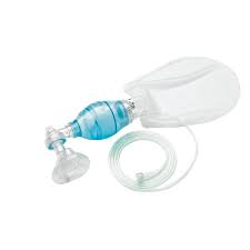 BVM Bag Valve Mask Resuscitation Kit, Child size, with Small Mask, Each, 550ml bag with pressure relief valve and handle