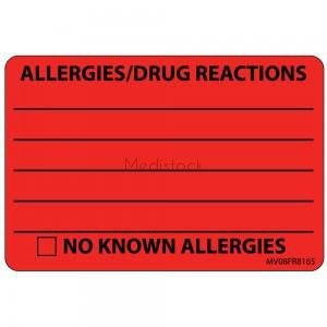 Drug Allergy Label RED box 500