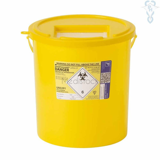 Sharps Bin 22L Yellow Lid Each